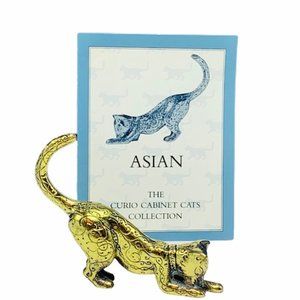 Franklin mint curio cat figurine Gold Asian decor